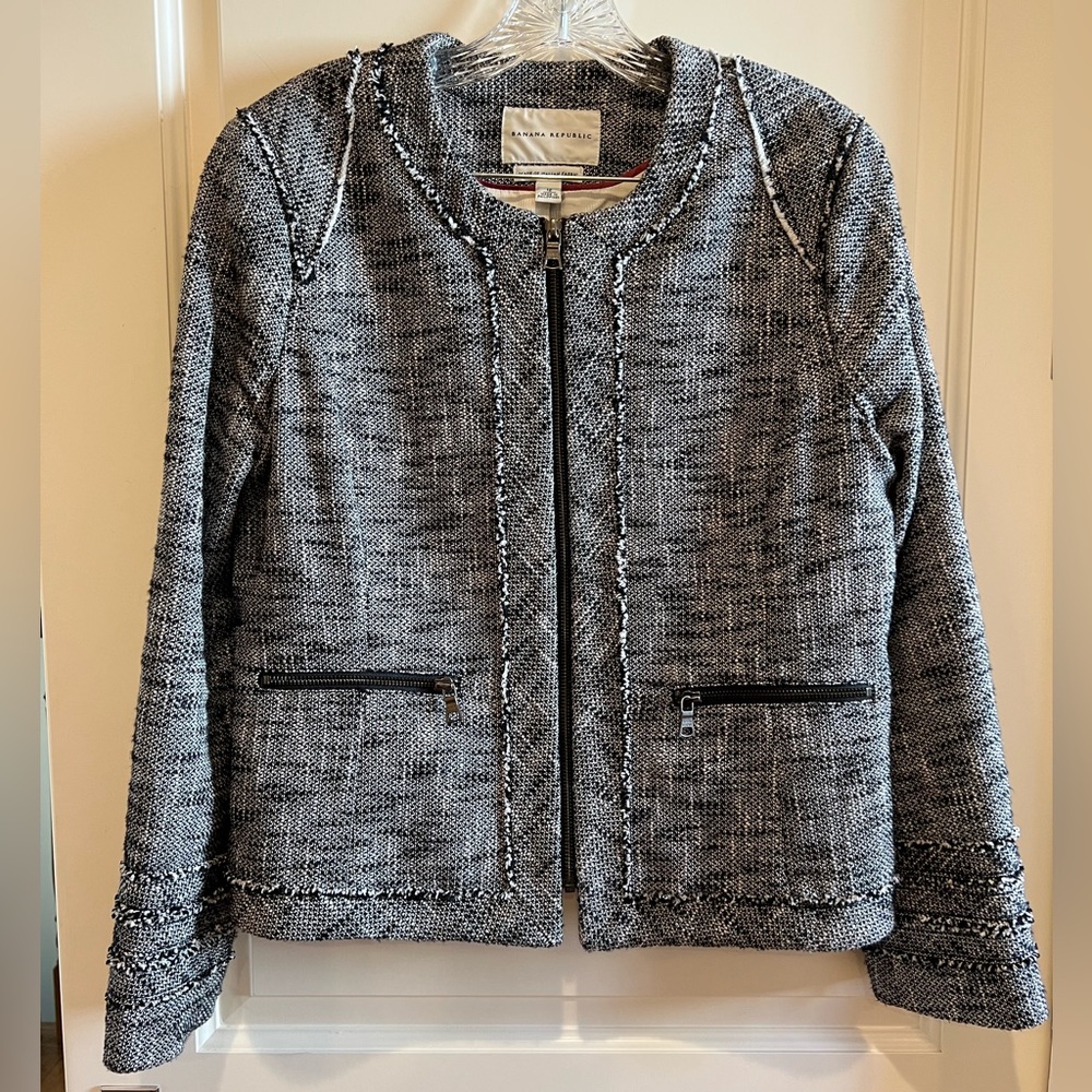 Banana Republic Distressed Tweed Jacket
